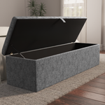 Cambridge Ottoman Storage Box - Silver Chenille
