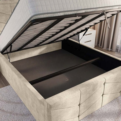 Lancaster Upholstered Ottoman Bed - Almond Coniston