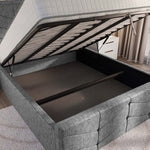 Lancaster Upholstered Ottoman Bed - Silver Chenille
