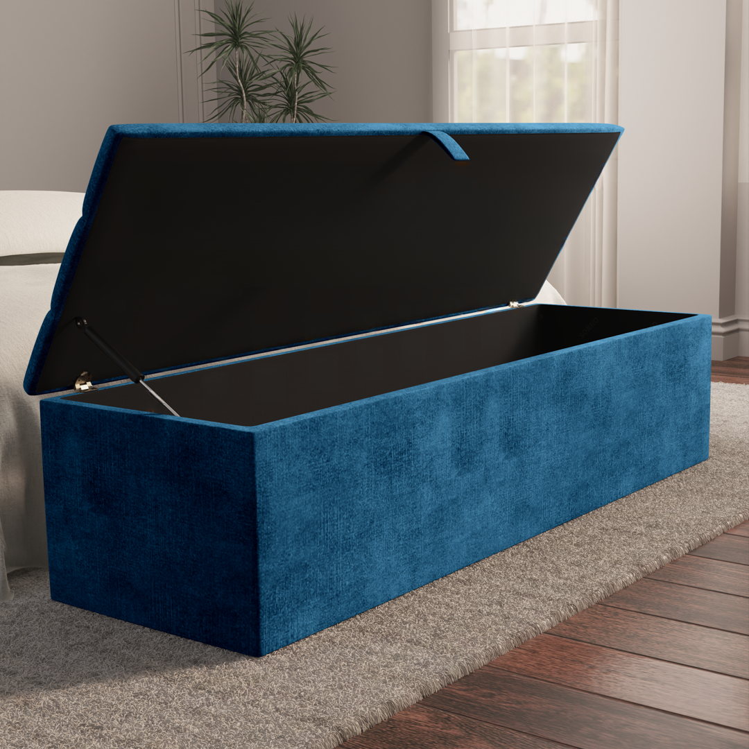 Athens Ottoman Storage Box - Blue Coniston