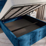 Lancaster Upholstered Ottoman Bed - Blue Coniston