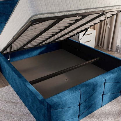 Lancaster Upholstered Ottoman Bed - Blue Coniston