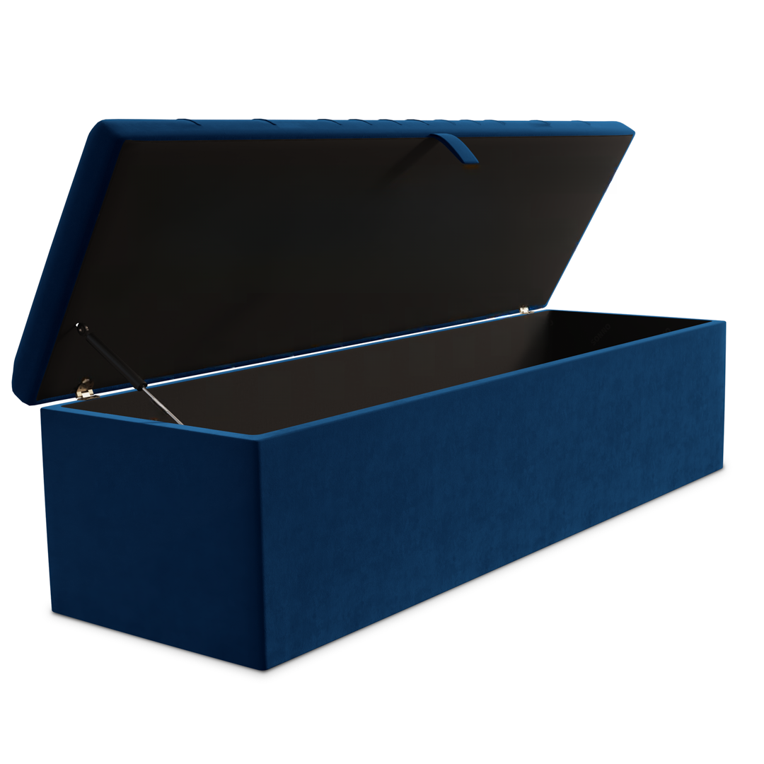 Cambridge Ottoman Storage Box - Blue Plush Velvet