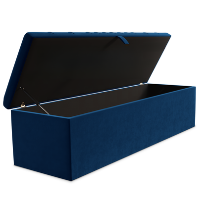 Cambridge Ottoman Storage Box - Blue Plush Velvet