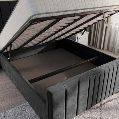 Cambridge Upholstered Ottoman Bed - Steel Plush Velvet