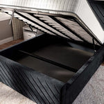 Oxford Upholstered Ottoman Bed - Black Plush Velvet