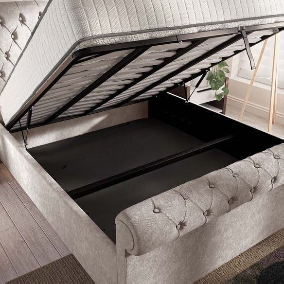 Berlin Upholstered Ottoman Bed - Seal Grey Naples