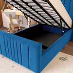 Cambridge Kids Upholstered Ottoman Bed - Blue Plush Velvet