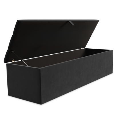 Athens Ottoman Storage Box - Steel Plush Velvet