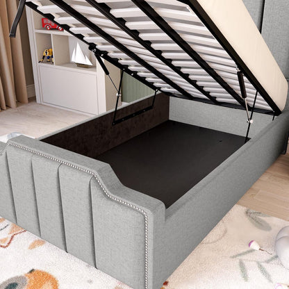 Washington Kids Upholstered Ottoman Bed - Silver Linoso