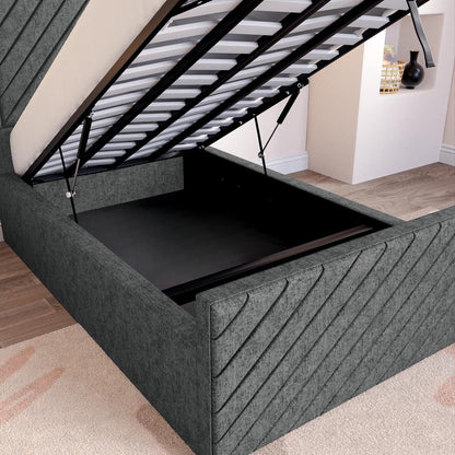 Oxford Kids Upholstered Ottoman Bed - Charcoal Coniston