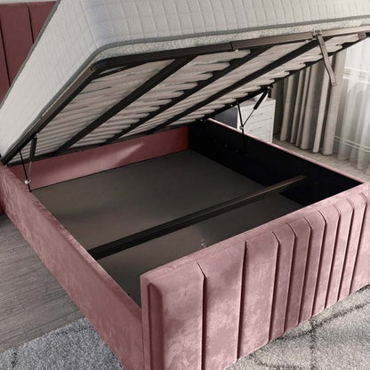 Cambridge Upholstered Ottoman Bed - Pink Plush Velvet