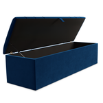 Dallas Ottoman Storage Box - Blue Plush Velvet