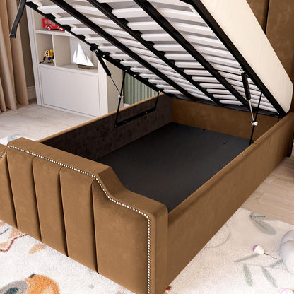 Washington Kids Upholstered Ottoman Bed - Mocca Plush Velvet