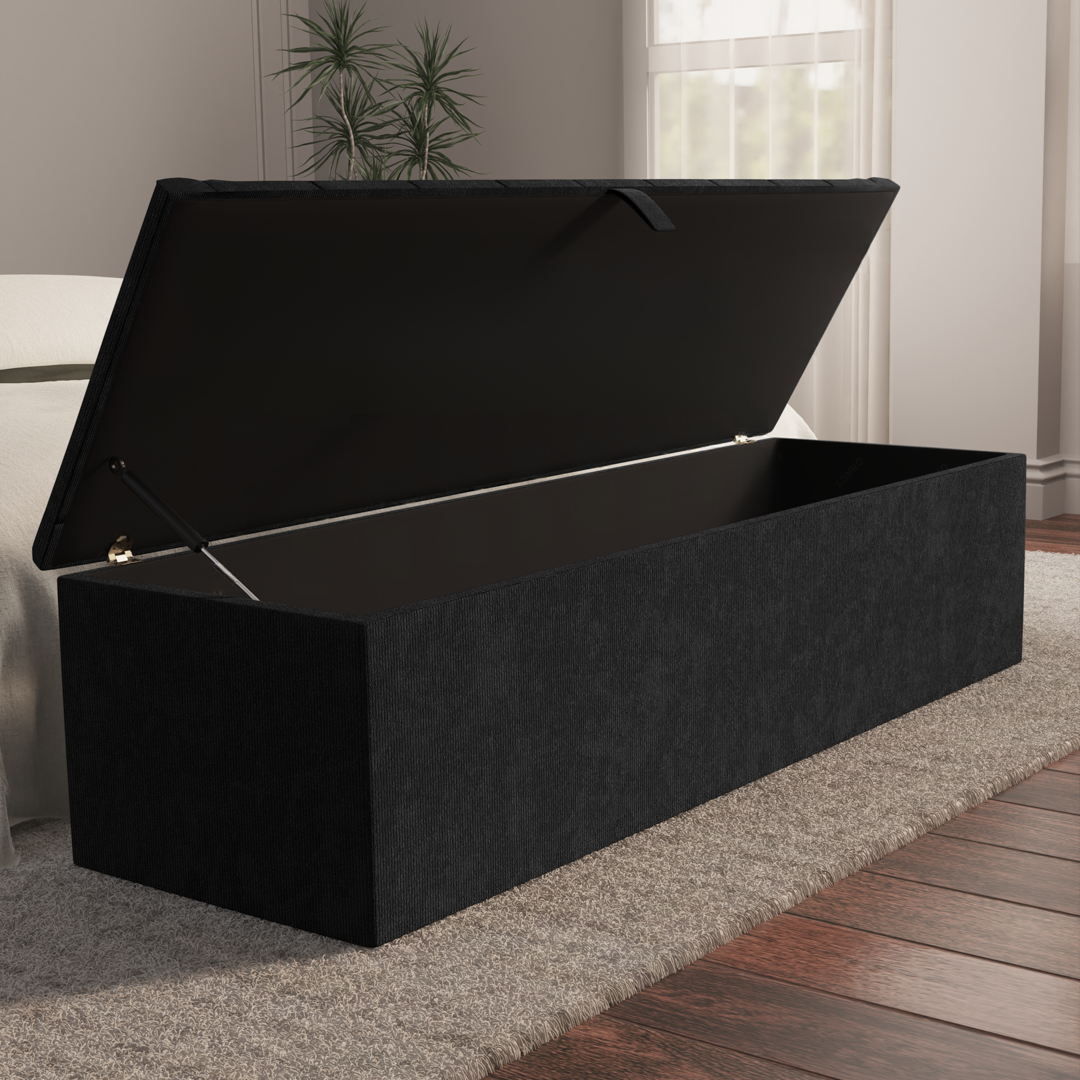 Madrid Ottoman Storage Box - Black Naples