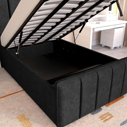Lisbon Kids Upholstered Ottoman Bed - Black Naples