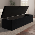 Lisbon Ottoman Storage Box - Black Plush Velvet
