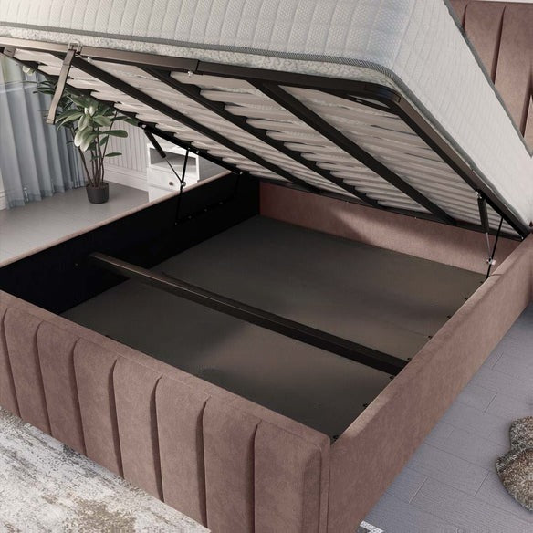 Lisbon Upholstered Ottoman Bed - Mauve Naples