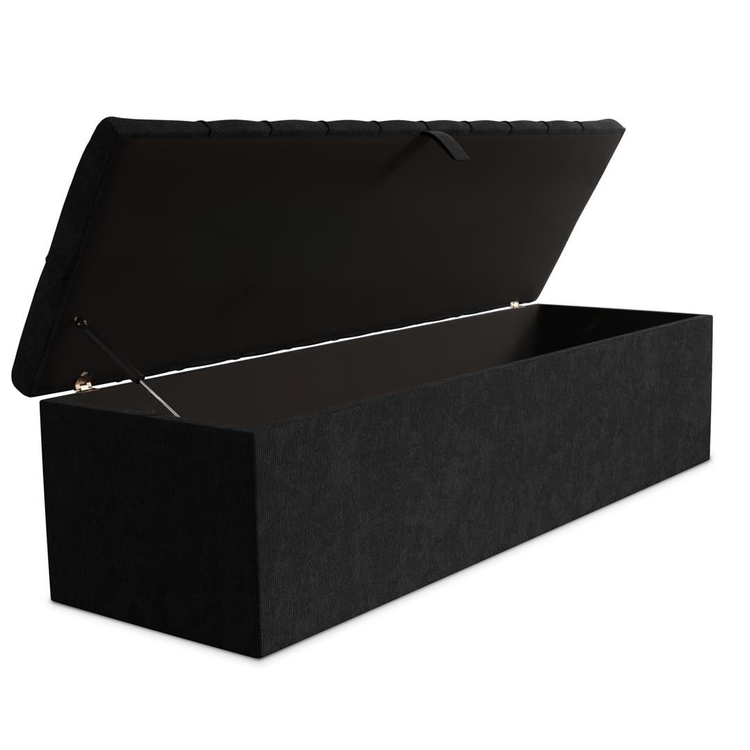 Chesterfield Ottoman Storage Box - Black Naples