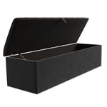 Lisbon Ottoman Storage Box - Steel Plush Velvet