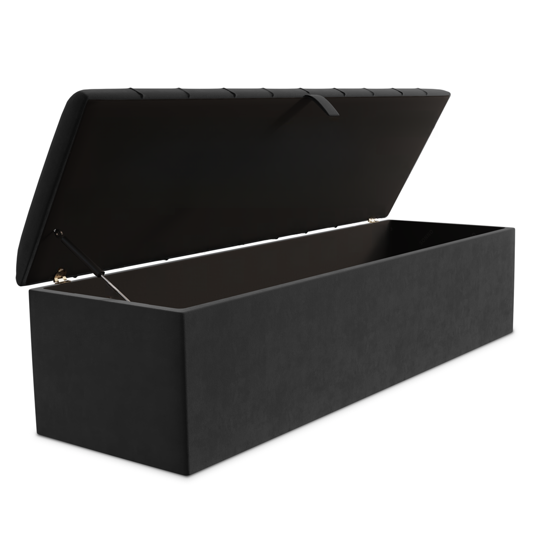 Lisbon Ottoman Storage Box - Steel Plush Velvet