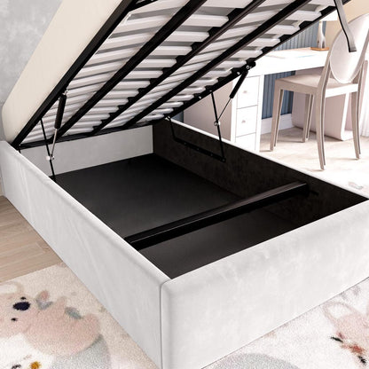 Cairo Kids Upholstered Ottoman Bed - Silver Plush Velvet