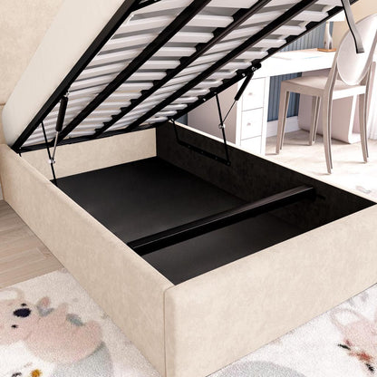 Cairo Kids Upholstered Ottoman Bed - Cream Naples