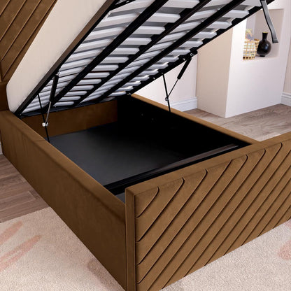 Oxford Kids Upholstered Ottoman Bed - Mocca Plush Velvet