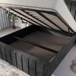 Lisbon Upholstered Ottoman Bed - Charcoal Coniston