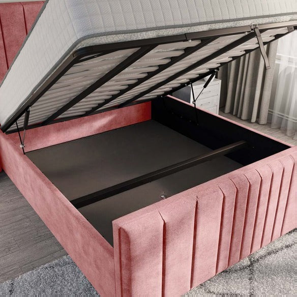 Cambridge Upholstered Ottoman Bed - Pink Coniston