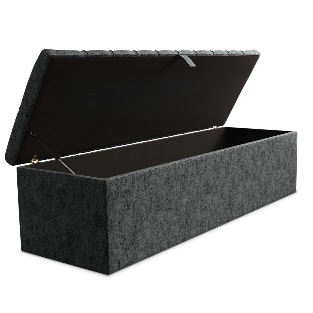 Chesterfield Ottoman Storage Box - Charcoal Chenille