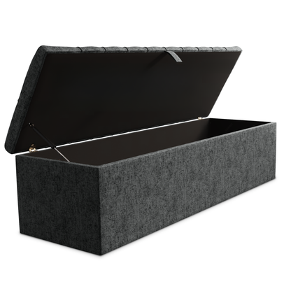 Chesterfield Ottoman Storage Box - Charcoal Chenille