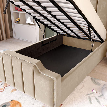 Washington Kids Upholstered Ottoman Bed - Mink Plush Velvet