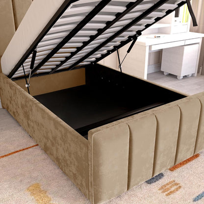 Lisbon Kids Upholstered Ottoman Bed - Mink Plush Velvet
