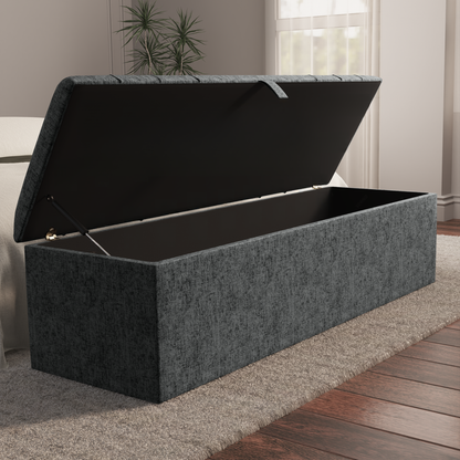 Dallas Ottoman Storage Box - Charcoal Chenille