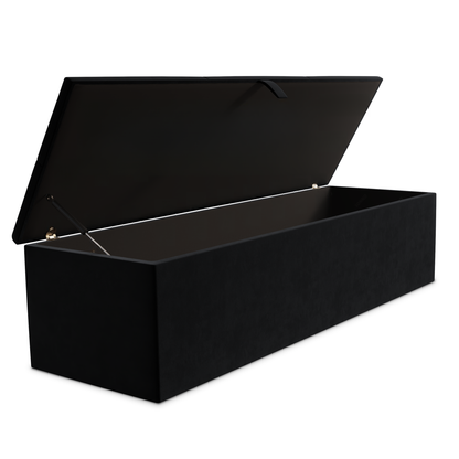 Cubed Ottoman Storage Box - Black Plush Velvet