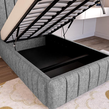 Milan Kids Upholstered Ottoman Bed - Silver Chenille