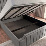 Washington Upholstered Ottoman Bed - Silver Linoso