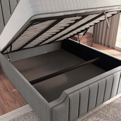 Washington Upholstered Ottoman Bed - Silver Linoso