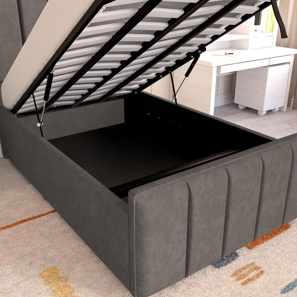 Lisbon Kids Upholstered Ottoman Bed - Slate Grey Naples