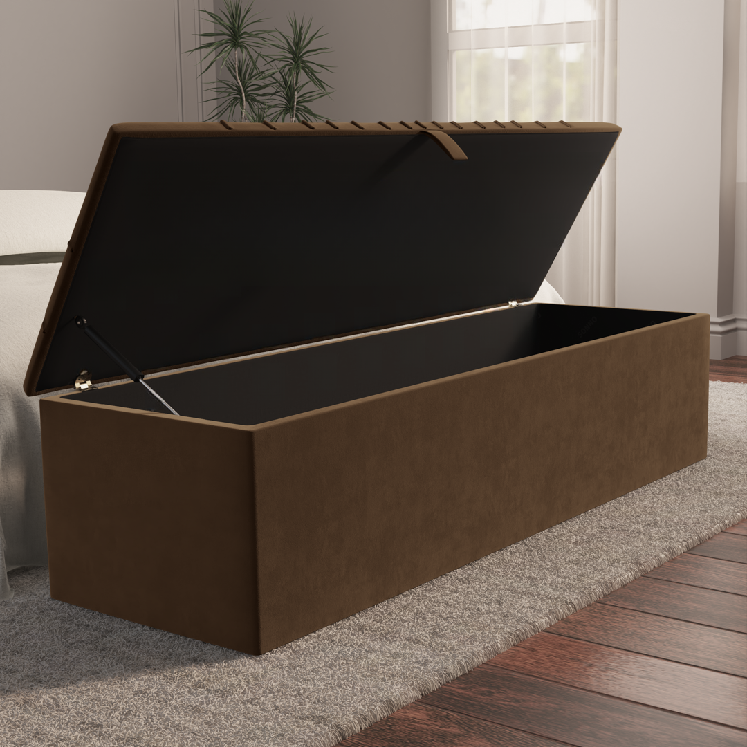 Sunrise Ottoman Storage Box - Mocca Plush Velvet