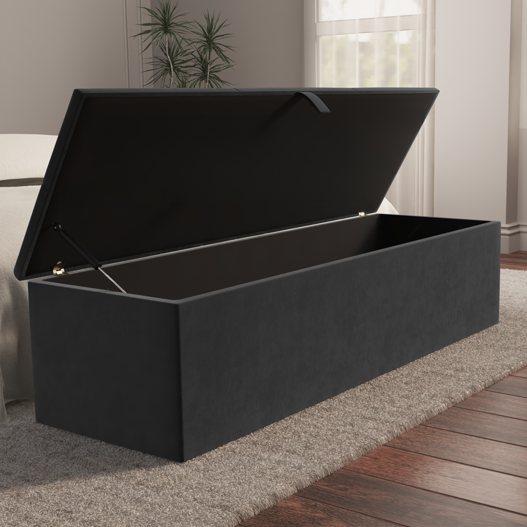 Cubed Ottoman Storage Box - Steel Plush Velvet