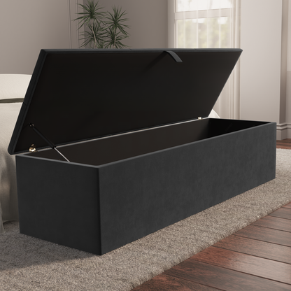 Cubed Ottoman Storage Box - Steel Plush Velvet