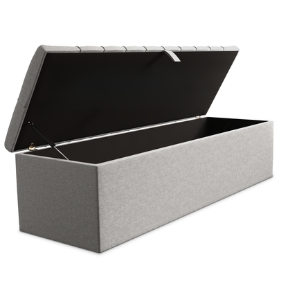 Chesterfield Ottoman Storage Box - Silver Linoso
