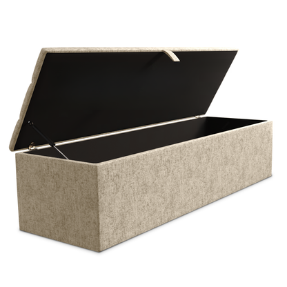Athens Ottoman Storage Box - Cream Chenille