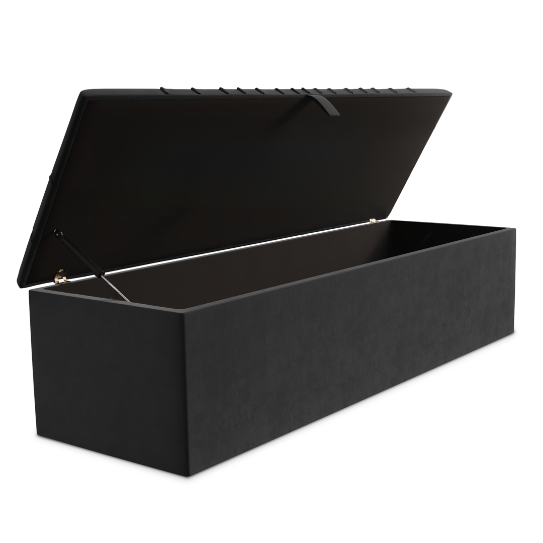 Sunrise Ottoman Storage Box - Steel Plush Velvet