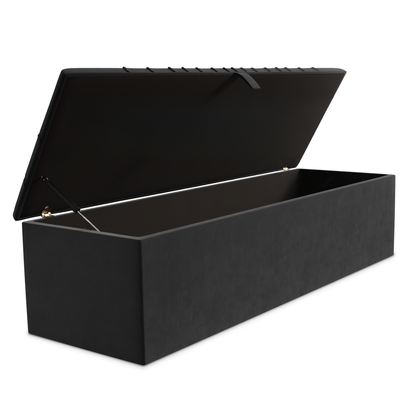 Sunrise Ottoman Storage Box - Steel Plush Velvet