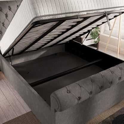 Berlin Upholstered Ottoman Bed - Slate Grey Naples