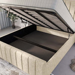 Lisbon Upholstered Ottoman Bed - Cream Chenille