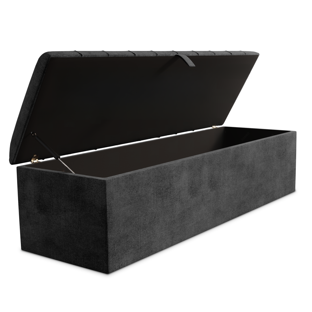 Lisbon Ottoman Storage Box - Charcoal Coniston